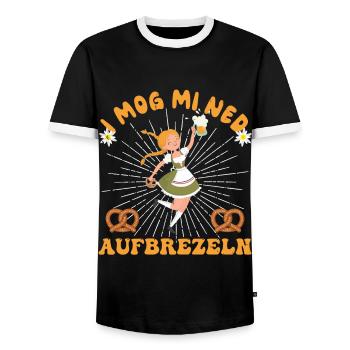 I Mog Mi Ned Aufbrezeln Dirndl - Männer Kontrast-T-Shirt - Schwarz/Weiß - Vorne - AI Model Female 172 light (172cm) & AI Model Male 178 light (178cm)