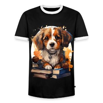 Beagle - Men's Ringer Shirt - black/white - Front - AI Model Female 172 light (172cm) & AI Model Male 178 light (178cm)