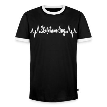Skateboarding Kardiogramm - Männer Kontrast-T-Shirt - Schwarz/Weiß - Vorne - AI Model Female 172 light (172cm) & AI Model Male 178 light (178cm)