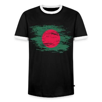 Bangladesh flag used - Men's Ringer Shirt - black/white - Front - AI Model Female 172 light (172cm) & AI Model Male 178 light (178cm)