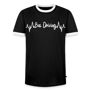 Bus Driver Heart Line - Men's Ringer Shirt - black/white - Front - AI Model Female 172 light (172cm) & AI Model Male 178 light (178cm)