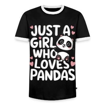 Panda Ours Panda Animal Pandas - T-shirt contrasté Homme - noir/blanc - Devant - AI Model Female 172 light (172cm) & AI Model Male 178 light (178cm)