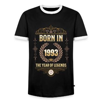 Born in 1993 – The Year of Legends Gift Idea - Men's Ringer Shirt - black/white - Front - AI Model Female 172 light (172cm) & AI Model Male 178 light (178cm)