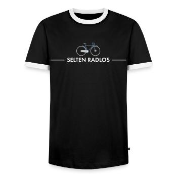 selten radlos fahrrad spruch geschenk radfahren - Männer Kontrast-T-Shirt - Schwarz/Weiß - Vorne - AI Model Female 172 light (172cm) & AI Model Male 178 light (178cm)