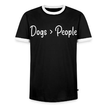 Hundeliebhaber - Männer Kontrast-T-Shirt - Schwarz/Weiß - Vorne - AI Model Female 172 light (172cm) & AI Model Male 178 light (178cm)