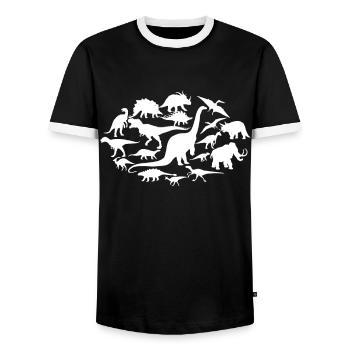 Chemise T-Rex Dinosaure Collection Cadeau - T-shirt contrasté Homme - noir/blanc - Devant - AI Model Female 172 light (172cm) & AI Model Male 178 light (178cm)