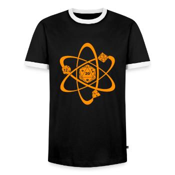 RPG Cube Dice Dragons Atom orange Design Gifts - Men's Ringer Shirt - black/white - Front - AI Model Female 172 light (172cm) & AI Model Male 178 light (178cm)