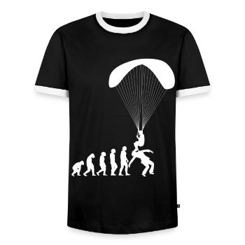 Evolution Paragliding Paraglider Paraglider Shirt - Men's Ringer Shirt - black/white - Front - AI Model Female 172 light (172cm) & AI Model Male 178 light (178cm)