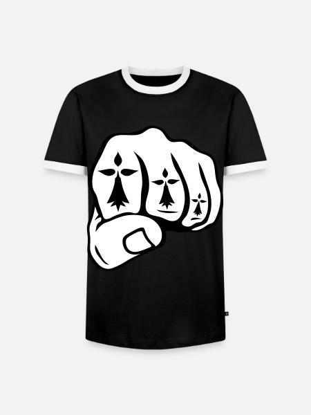 fist close ermine breton symbol - Men's Ringer Shirt - black/white