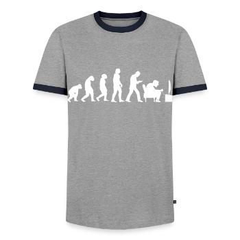 Gamer Gaming PC Jeux de console EVOLUTION Zocker PC - T-shirt contrasté Homme - gris/marine  - Devant - AI Model Female 172 light (172cm) & AI Model Male 178 light (178cm)