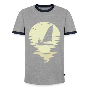 Segeln Segler Schiff Yacht Boot Segelboot Mond - Männer Kontrast-T-Shirt - Grau/Navy  - Vorne - AI Model Female 172 light (172cm) & AI Model Male 178 light (178cm)