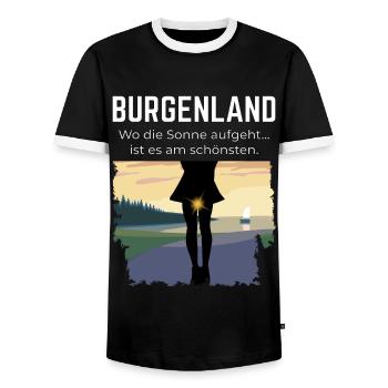 Lustiges Burgenland Geschenk Sonne Österreich - Männer Kontrast-T-Shirt - Schwarz/Weiß - Vorne - AI Model Female 172 light (172cm) & AI Model Male 178 light (178cm)
