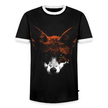 Fuchs Kopf mit weißer Schnauze - Männer Kontrast-T-Shirt - Schwarz/Weiß - Vorne - AI Model Female 172 light (172cm) & AI Model Male 178 light (178cm)