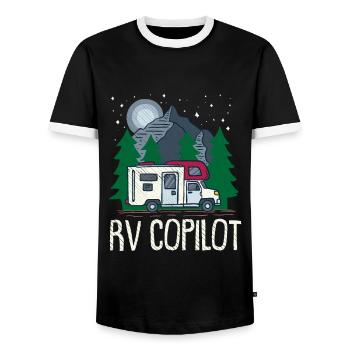 Wohnmobil Copilot für Wohnwagen und Camping Fans - Männer Kontrast-T-Shirt - Schwarz/Weiß - Vorne - AI Model Female 172 light (172cm) & AI Model Male 178 light (178cm)