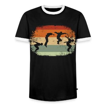 Parkour Vintage Parkour coureur d’obstacles - T-shirt contrasté Homme - noir/blanc - Devant - AI Model Female 172 light (172cm) & AI Model Male 178 light (178cm)