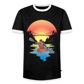 KAYAKS KANU RAFTING PADDEL BOOT Kayaking KAJAK - Men's Ringer Shirt - black/white - Front - AI Model Female 172 light (172cm) & AI Model Male 178 light (178cm)
