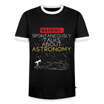Alerte astronomie: des conversations spontanées sur - T-shirt contrasté Homme - noir/blanc - Devant - AI Model Female 172 light (172cm) & AI Model Male 178 light (178cm)