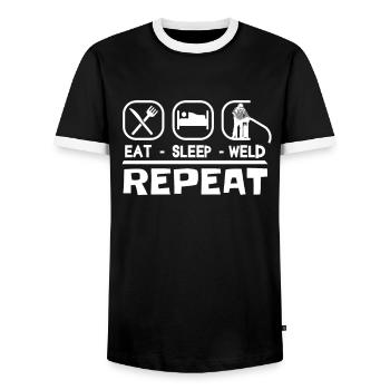 Schweisser SLEEP WELD Mécanicien couvant - T-shirt contrasté Homme - noir/blanc - Devant - AI Model Female 172 light (172cm) & AI Model Male 178 light (178cm)