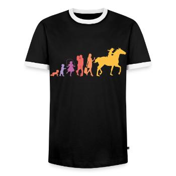 Western Équitation femmes chevaux filles cheval Western - T-shirt contrasté Homme - noir/blanc - Devant - AI Model Female 172 light (172cm) & AI Model Male 178 light (178cm)