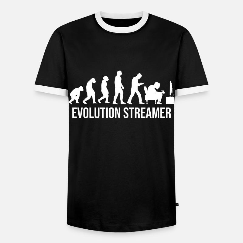 TV-Streaming Evolution Streamer Serien Internet - Männer Kontrast-T-Shirt - Schwarz/Weiß