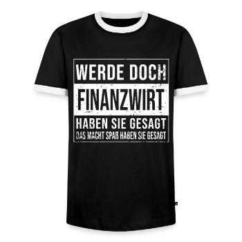 Finanzamt Geburtstag lustiges Finanzwirt - Männer Kontrast-T-Shirt - Schwarz/Weiß - Vorne - AI Model Female 172 light (172cm) & AI Model Male 178 light (178cm)