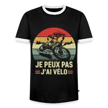 Je Peux Pas J'ai Vélo - T-shirt contrasté Homme - noir/blanc - Devant - AI Model Female 172 light (172cm) & AI Model Male 178 light (178cm)