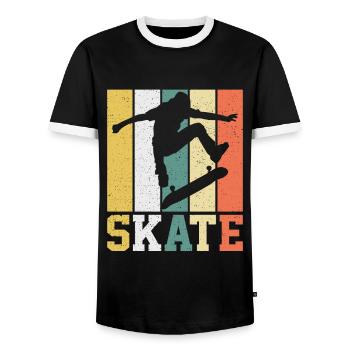 Vintage Skate Spieler - Männer Kontrast-T-Shirt - Schwarz/Weiß - Vorne - AI Model Female 172 light (172cm) & AI Model Male 178 light (178cm)
