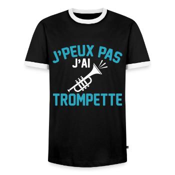 Je Peux Pas J Ai Trompette Cadeau Trompettiste - T-shirt contrasté Homme - noir/blanc - Devant - AI Model Female 172 light (172cm) & AI Model Male 178 light (178cm)