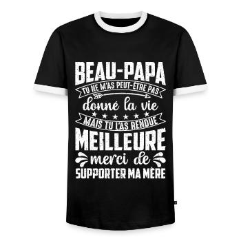 Stiefvater Danke für die Unterstützung von My Mother - Männer Kontrast-T-Shirt - Schwarz/Weiß - Vorne - AI Model Female 172 light (172cm) & AI Model Male 178 light (178cm)