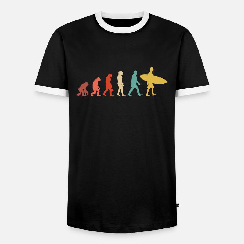 Evolution of surfing - Men's Ringer Shirt - black/white
