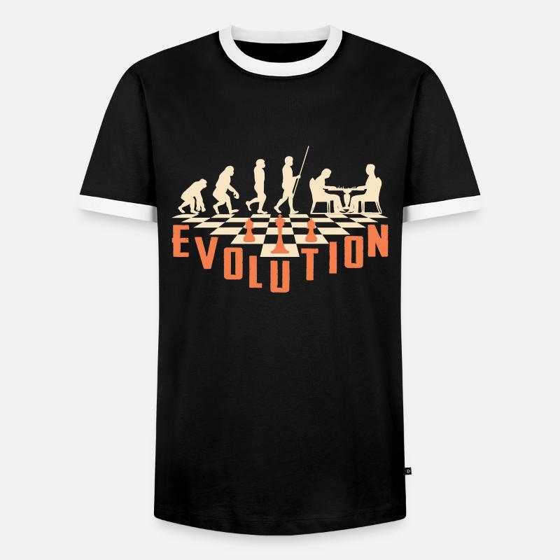 L'évolution Des Échecs - T-shirt contrasté Homme - noir/blanc