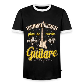 Mon Plan De Retraite C'est Jouer De Guitare - T-shirt contrasté Homme - noir/blanc - Devant - AI Model Female 172 light (172cm) & AI Model Male 178 light (178cm)