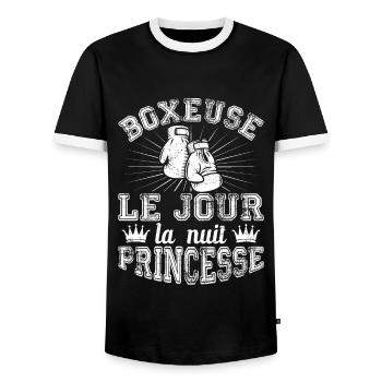 Boxeuse Le Jour La Nuit Princesse - T-shirt contrasté Homme - noir/blanc - Devant - AI Model Female 172 light (172cm) & AI Model Male 178 light (178cm)