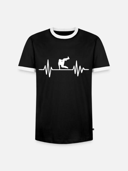 Parkour Herzfrequenz - Männer Kontrast-T-Shirt - Schwarz/Weiß