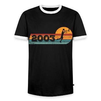 Joueur de basket-ball né en 2003 Anniversaire - T-shirt contrasté Homme - noir/blanc - Devant - AI Model Female 172 light (172cm) & AI Model Male 178 light (178cm)