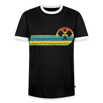 Pickleball Padel Racket Pickleball Balls - Men's Ringer Shirt - black/white - Front - AI Model Female 172 light (172cm) & AI Model Male 178 light (178cm)