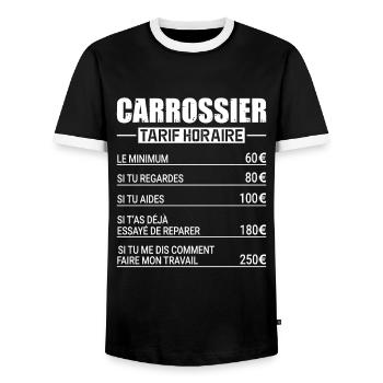 Le Tarif Horaire D'un Carrossier - T-shirt contrasté Homme - noir/blanc - Devant - AI Model Female 172 light (172cm) & AI Model Male 178 light (178cm)