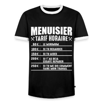 Le Tarif Horaire D'un Menuisier - T-shirt contrasté Homme - noir/blanc - Devant - AI Model Female 172 light (172cm) & AI Model Male 178 light (178cm)