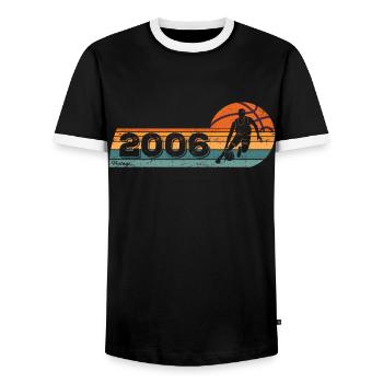 Basketteur né en 2006 Anniversaire - T-shirt contrasté Homme - noir/blanc - Devant - AI Model Female 172 light (172cm) & AI Model Male 178 light (178cm)