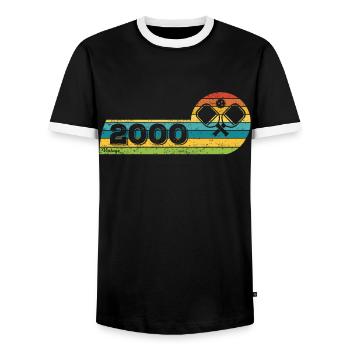 Pickleball-Spieler Jahrgang 2000 Geburtstag Game - Männer Kontrast-T-Shirt - Schwarz/Weiß - Vorne - AI Model Female 172 light (172cm) & AI Model Male 178 light (178cm)