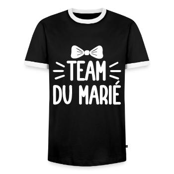 Team Marié Mariage Amour Coeur Love Cadeau Evg - T-shirt contrasté Homme - noir/blanc - Devant - AI Model Female 172 light (172cm) & AI Model Male 178 light (178cm)