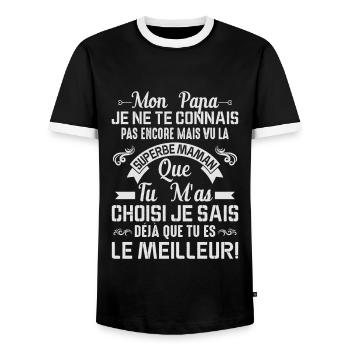 Papa Maman Enceinte Noël Idée Cadeau Amour Body - T-shirt contrasté Homme - noir/blanc - Devant - AI Model Female 172 light (172cm) & AI Model Male 178 light (178cm)