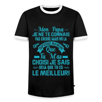 Papa Maman Enceinte Noël Idée Cadeau Amour Body - T-shirt contrasté Homme - noir/blanc - Devant - AI Model Female 172 light (172cm) & AI Model Male 178 light (178cm)