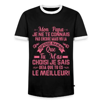 Papa Maman Enceinte Noël Idée Cadeau Amour Body - T-shirt contrasté Homme - noir/blanc - Devant - AI Model Female 172 light (172cm) & AI Model Male 178 light (178cm)