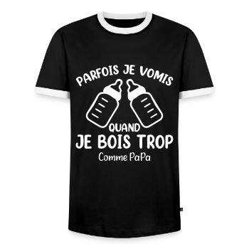 Parfois Je Vomis Comme Parrain Quand Je Bois Trop - T-shirt contrasté Homme - noir/blanc - Devant - AI Model Female 172 light (172cm) & AI Model Male 178 light (178cm)
