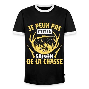 Je Peux Pas C'est La Saison De La Chasse Chasser - T-shirt contrasté Homme - noir/blanc - Devant - AI Model Female 172 light (172cm) & AI Model Male 178 light (178cm)