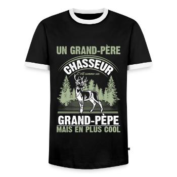 Grand-père Chasseur Chasser Cadeau Fête Des Pères - T-shirt contrasté Homme - noir/blanc - Devant - AI Model Female 172 light (172cm) & AI Model Male 178 light (178cm)