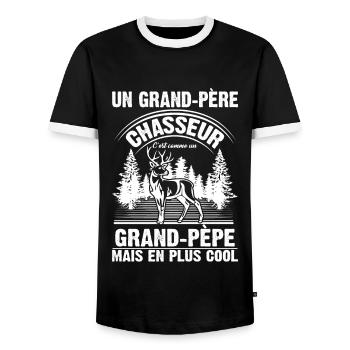 Grand-père Chasseur Chasser Cadeau Fête Des Pères - T-shirt contrasté Homme - noir/blanc - Devant - AI Model Female 172 light (172cm) & AI Model Male 178 light (178cm)