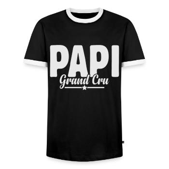 Papi Grand Cru Anniversaire Cadeau De Noël Amour - T-shirt contrasté Homme - noir/blanc - Devant - AI Model Female 172 light (172cm) & AI Model Male 178 light (178cm)