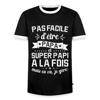 Papa Et Super Papy Fête Des Pères Cadeau De Noël - T-shirt contrasté Homme - noir/blanc - Devant - AI Model Female 172 light (172cm) & AI Model Male 178 light (178cm)
